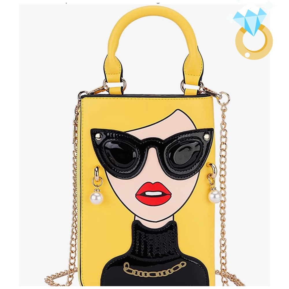 Women funky novelty lady face crossbody